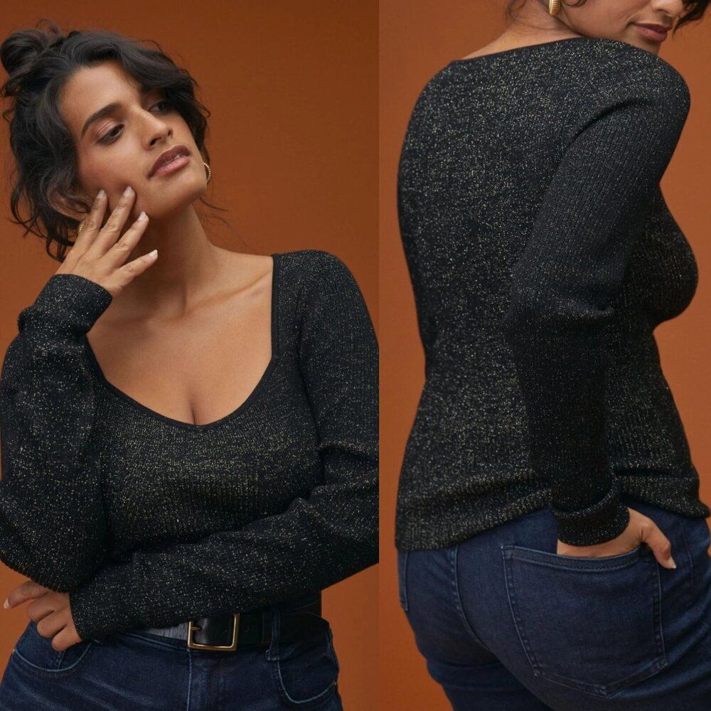Anthropologie Sweetheart Sweater Shimmer Size Medium NWOT $98